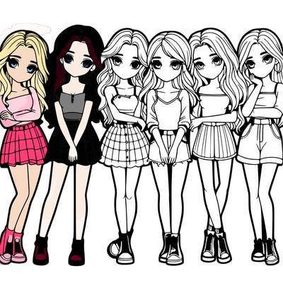 a group of girls realistic