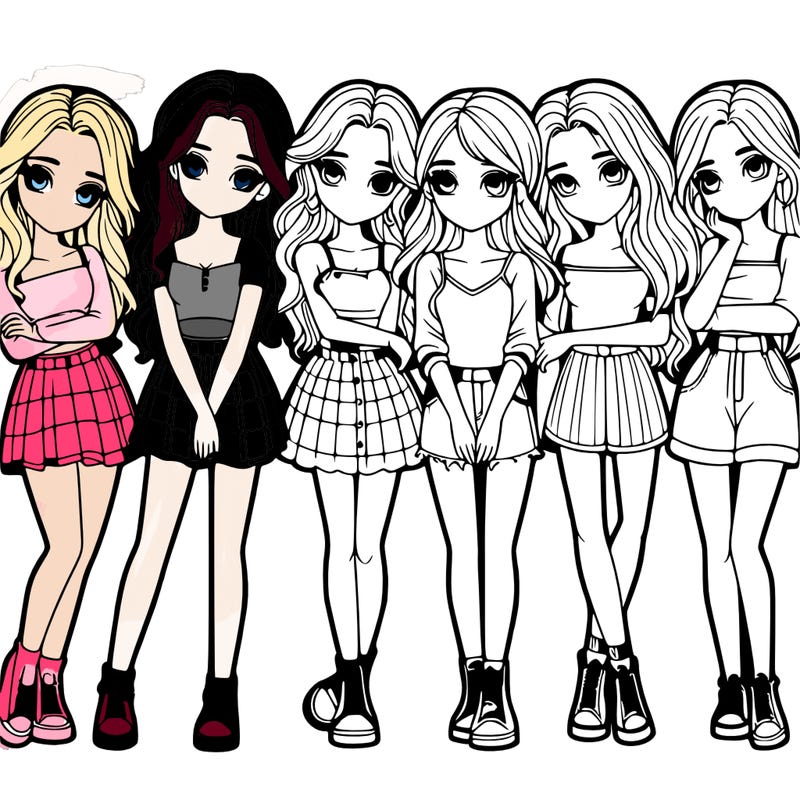 a group of girls realistic