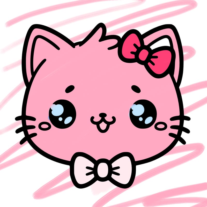kawaii cat with a bow tie hanging from his ear