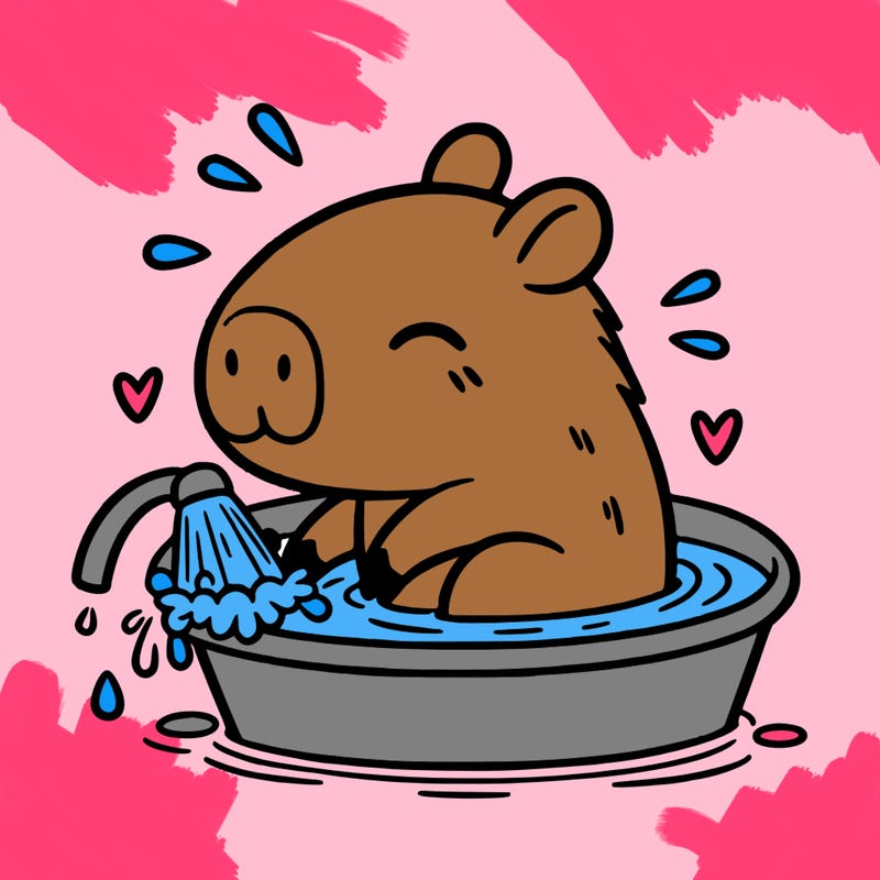 capybara taking a bath