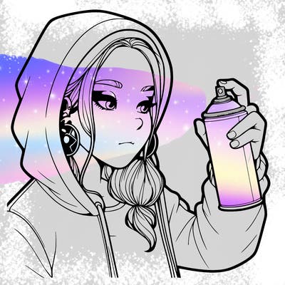 a realistic girl, spray painting