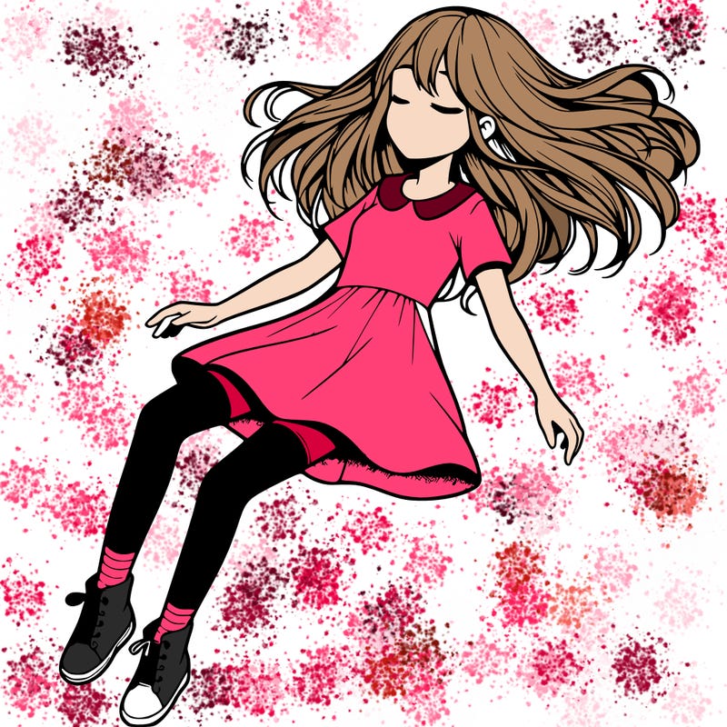 realistic girl floating