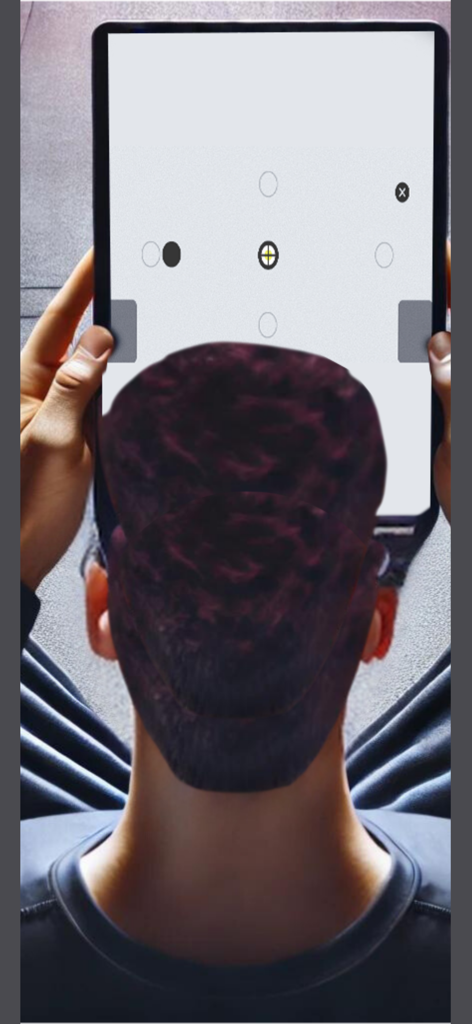 A person using an iPad to perform a visual tracking exercise within the Brainpro Eye Training app