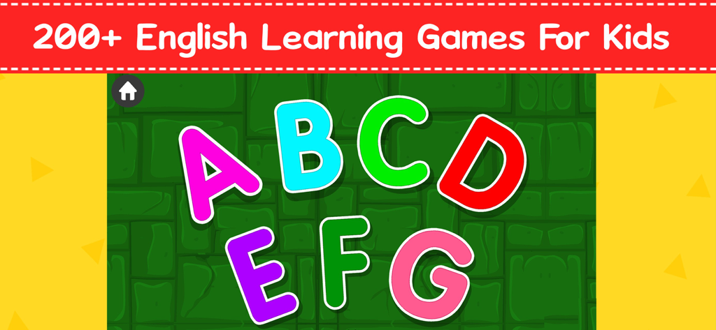 English For Kids - School App - Interface of an English learning app showing colorful alphabet letters for children