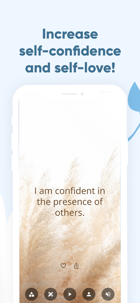 Smartphone screen showing a daily affirmation for self-confidence with a soft floral background