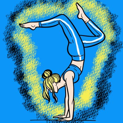 a woman doing a handstand