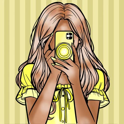 a realistic girl holding her phone taking pictures