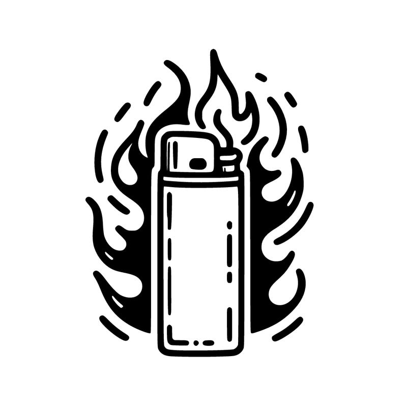 lighter with flames around it