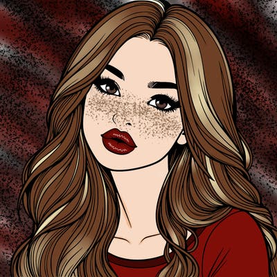 realistic girl with hair on her hair and lips