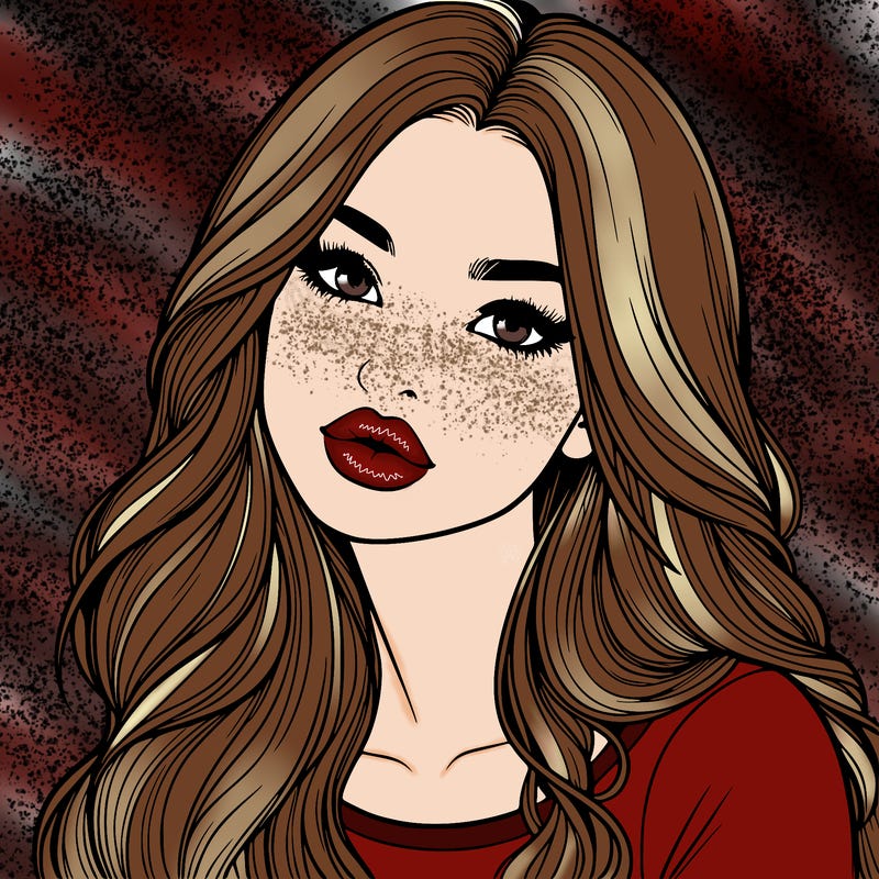 realistic girl with hair on her hair and lips