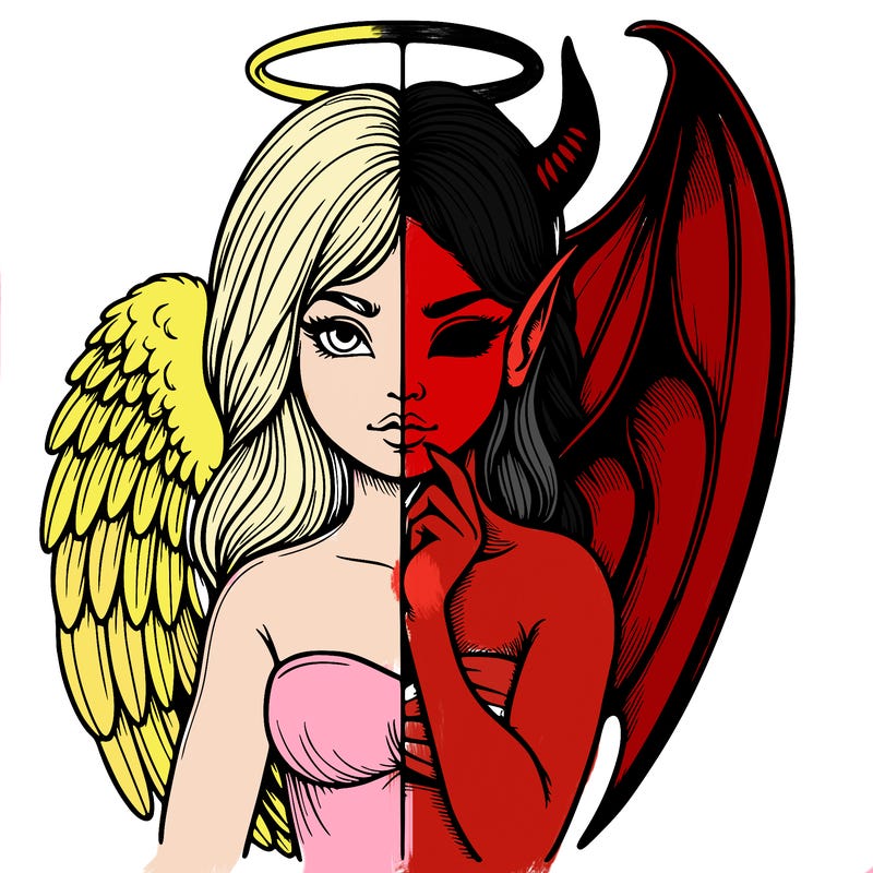 realistic angel half demon