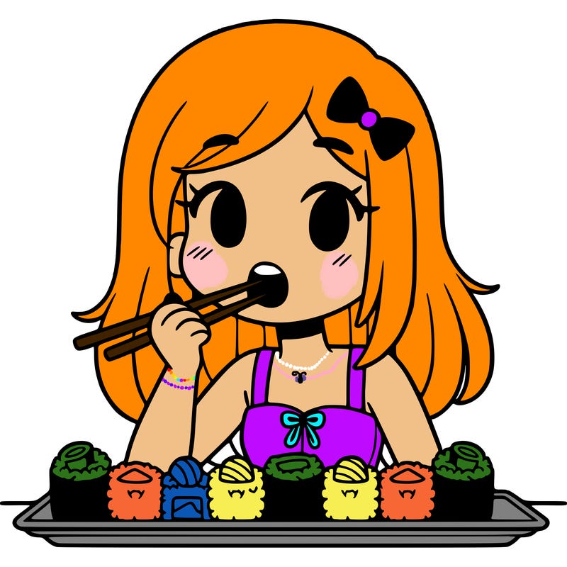 girl eating sushi