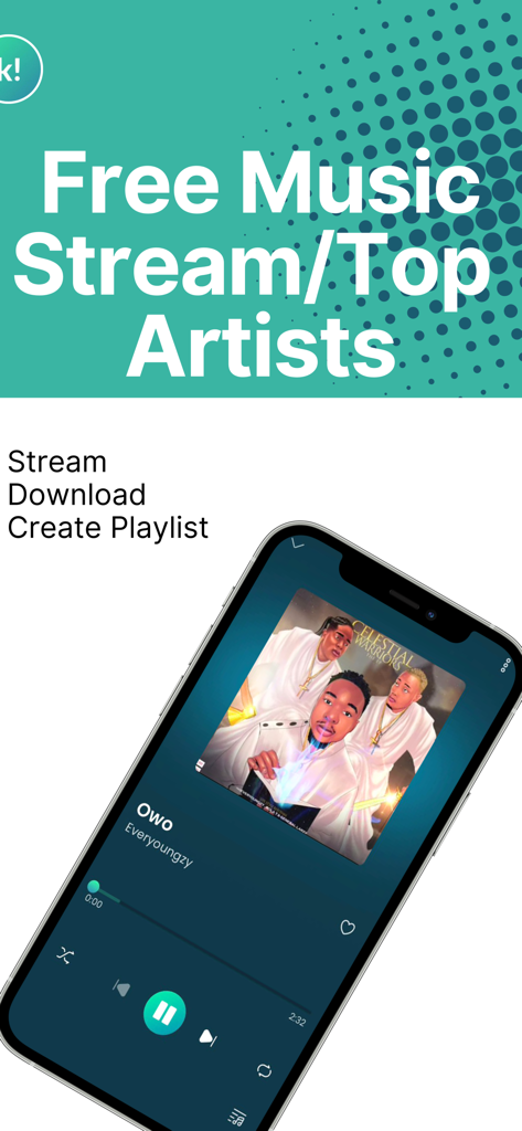 Kwot! - Video, Music & Podcast - Kwot app music player interface featuring African artists and free streaming options.