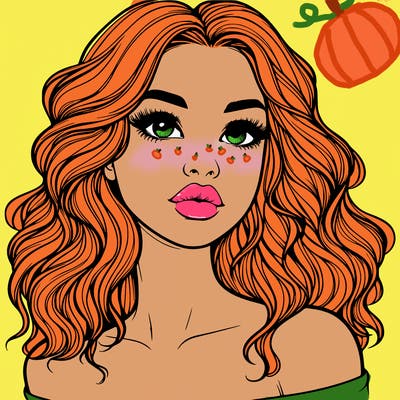 realistic girl with wavy hair and lips