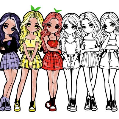 a group of girls realistic