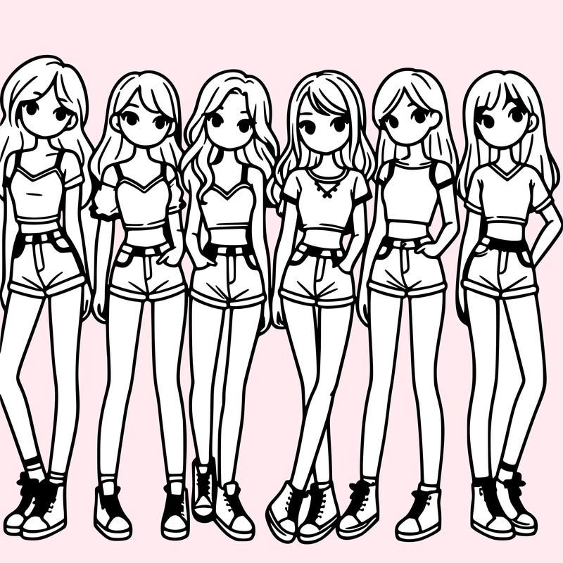 a group of girls wearing crop tops and shorts