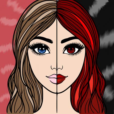 beautiful woman split face