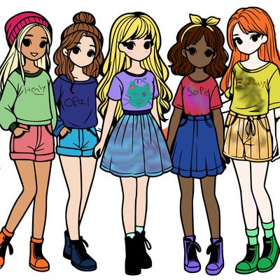 a group of five girls