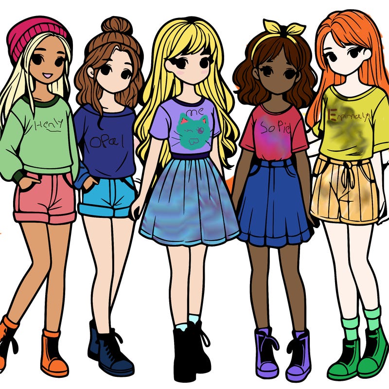 a group of five girls