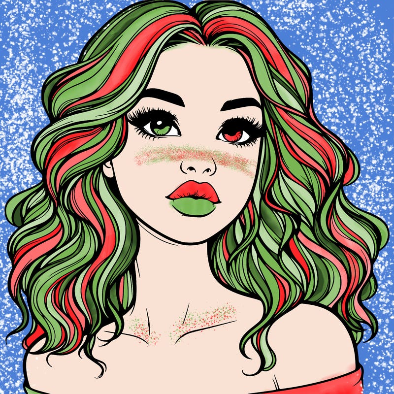 realistic girl with wavy hair and lips