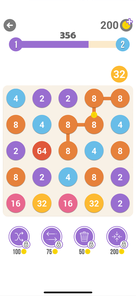 A minimalist puzzle grid showing connected number dots in the 248 mobile game