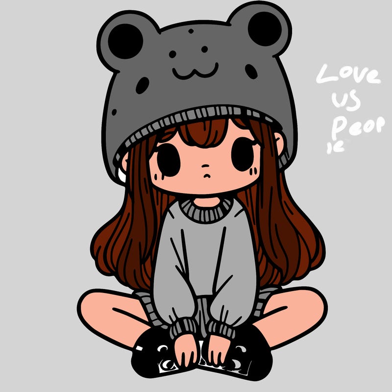 a girl wearing a frog hat and some frog socks