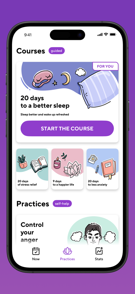 Breathing Exercises by Breeeze - Guided breathing courses and self help practices on the Breeeze app interface