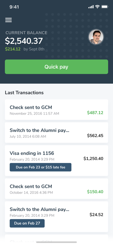 Greek Capital Management - Interfaz de la aplicación móvil Greek Capital Management que muestra el saldo actual y las transacciones recientes