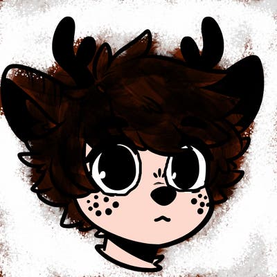 a humanoid deer with soft fluffy ears