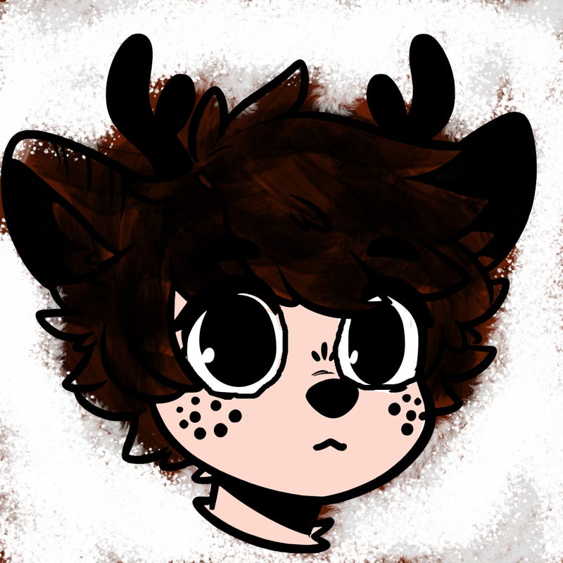 a humanoid deer with soft fluffy ears