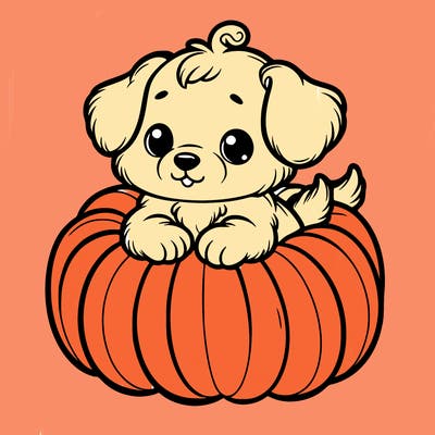 cute little puppy in a pumpkin