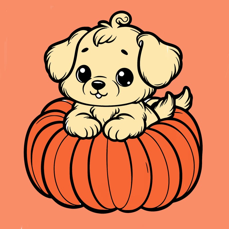cute little puppy in a pumpkin
