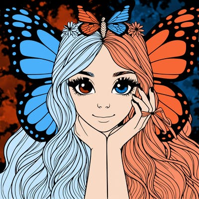 butterfly realistic girl