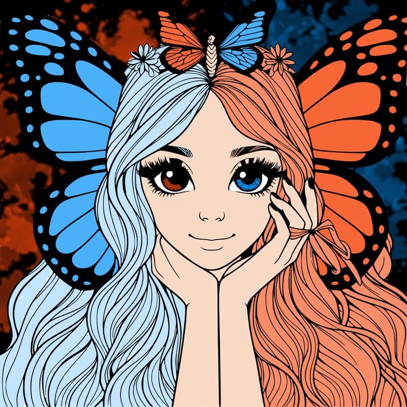 butterfly realistic girl