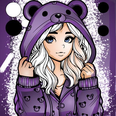 realistic girl in a animal pjs hoodie