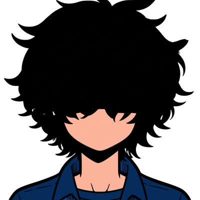 manga boy fluffy hair covering his eyes