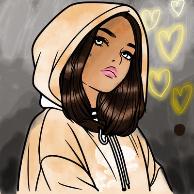 a realistic girl in a hoodie