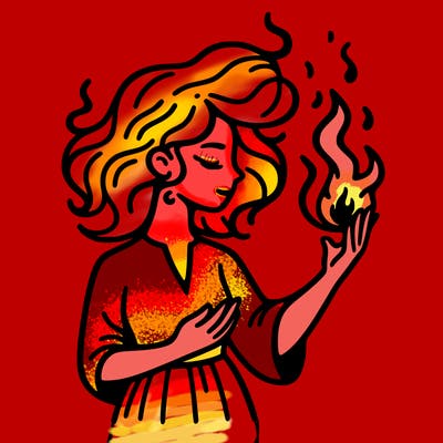 woman with fire