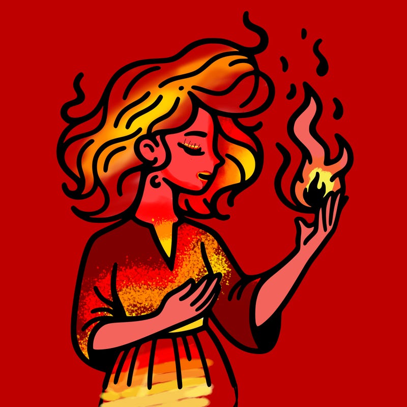 woman with fire