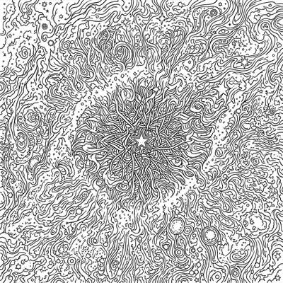 Embark on a celestial journey with this intricate Helix Nebula coloring page, featuring the stunning 'Eye of God' design. Immerse yourself in swirling cosmic patterns and distant stars, ready for your creative touch.