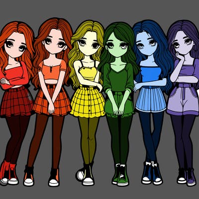 a group of girls realistic