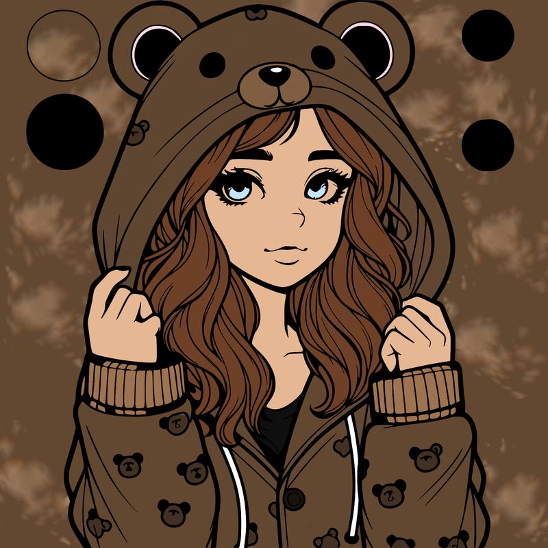 realistic girl in a animal pjs hoodie