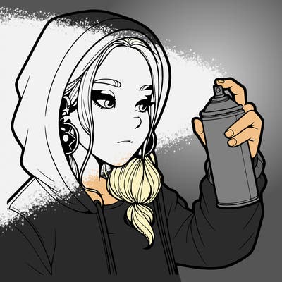 a realistic girl, spray painting