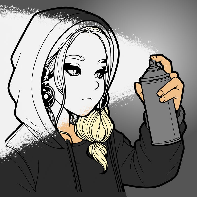 a realistic girl, spray painting