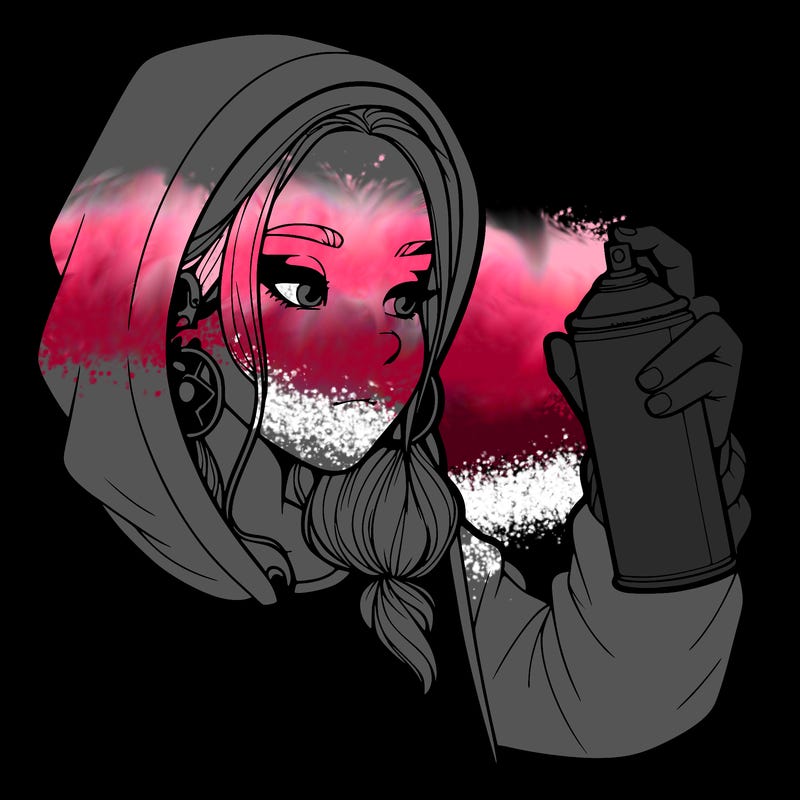 a realistic girl, spray painting