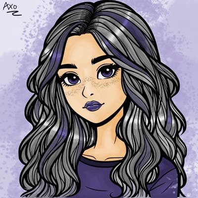 realistic teenage girl with long wavy hair