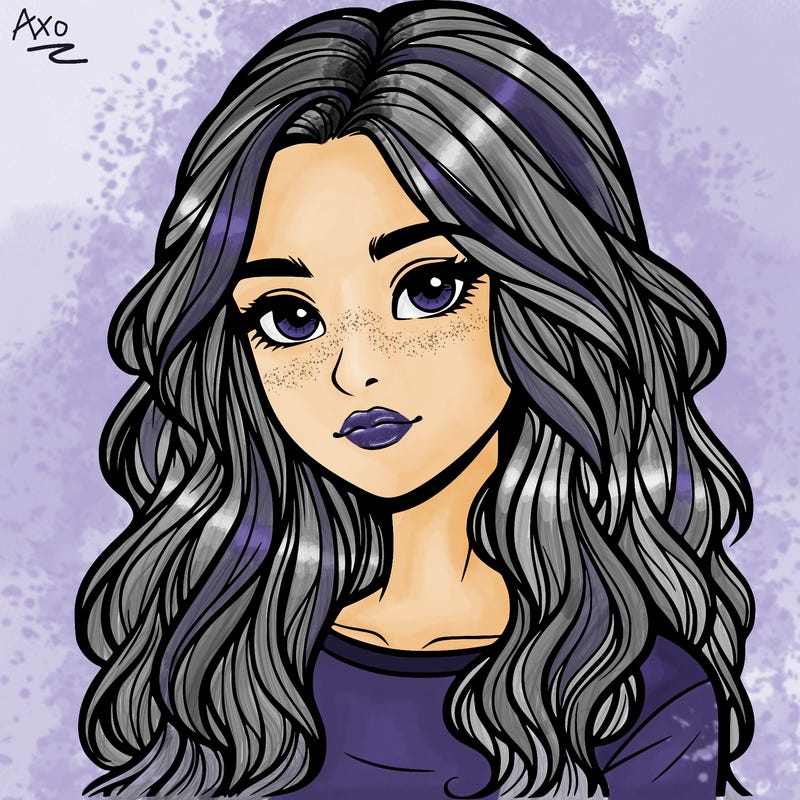 realistic teenage girl with long wavy hair