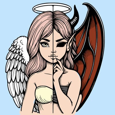 realistic angel half demon
