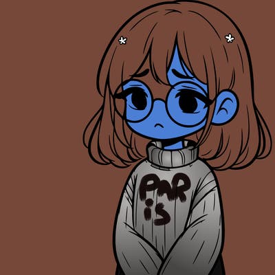 sad girl with glasses in a sweater