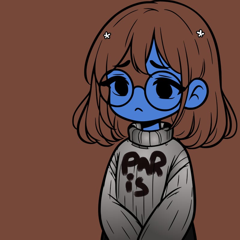 sad girl with glasses in a sweater